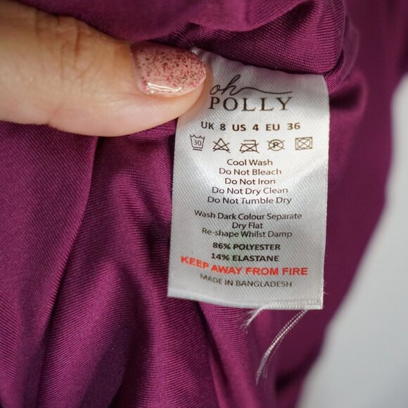 NEW Oh Polly Forever and Always Asymmetric Ruched Midi Dress - Purple - Picture 10 of 10